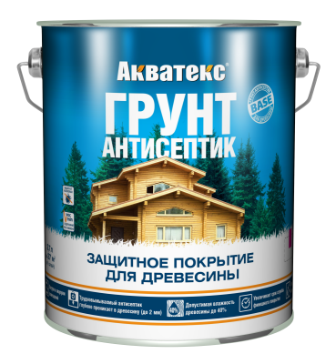 Грунт-антисептик Акватекс для древесины, алкидный, защитный, невымываемый, бесцветный 2,7 л
